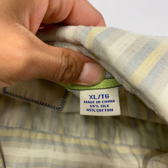 Tommy Bahama Shirt Mens XL Extra Large Multi Silk Blend Pixel in Paradise Camp - Picture 4 of 10